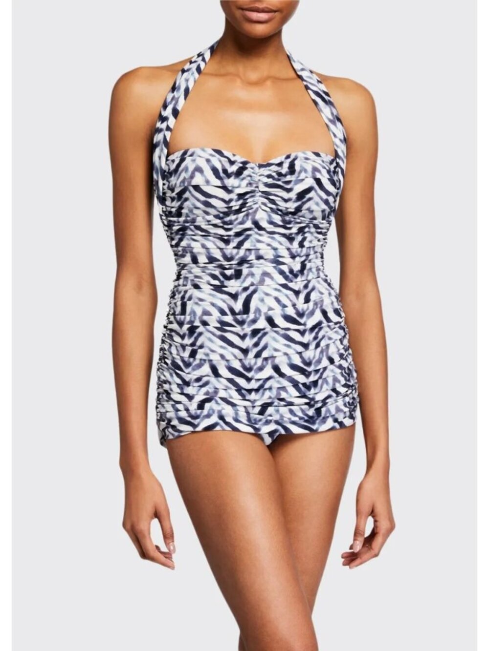 Norma Kamali Bill Mio Swimsuit Chevron Zebra Womens Size XS